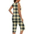thumbnail image 5 of aohooy Pajamas Sets for Women Soft Plaid Printed Sleeveless Pjs Tank Top and Cropped Pants with Pocket Ladies Loungewear Sets 2025 Yellow,S, 5 of 5