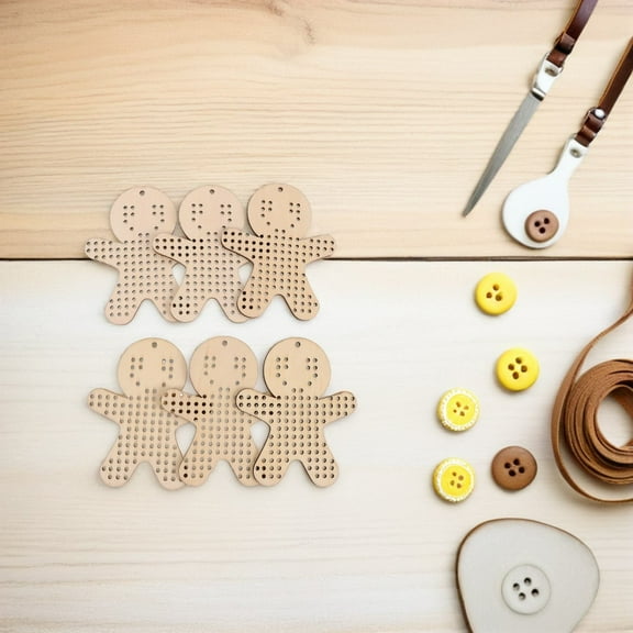 OFFIGAM Beige Wooden Cross Stitch Kits Creative Design for Decoration 12Pcs