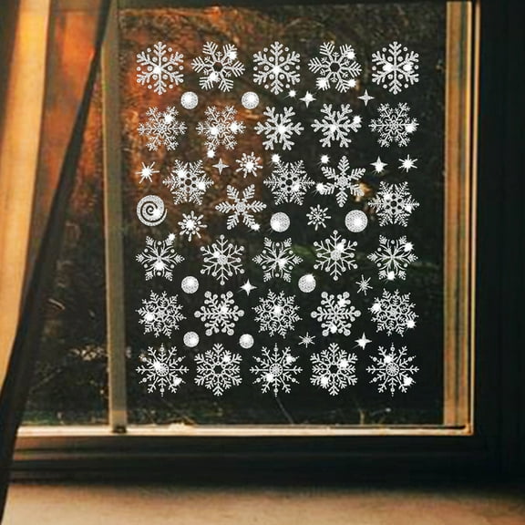 Christmas Decorations Snowflake Window Clings Glueless PVC Christmas Window Stickers Decals For Glass Windows