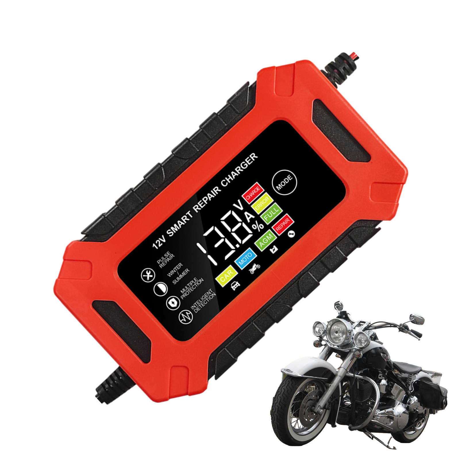Battery Chargers, 12V Smart Fully Automatic Battery Maintainer, Battery Minder with Temperature Compensation for Motorcycle, Car, Lawn Mower, Boat
