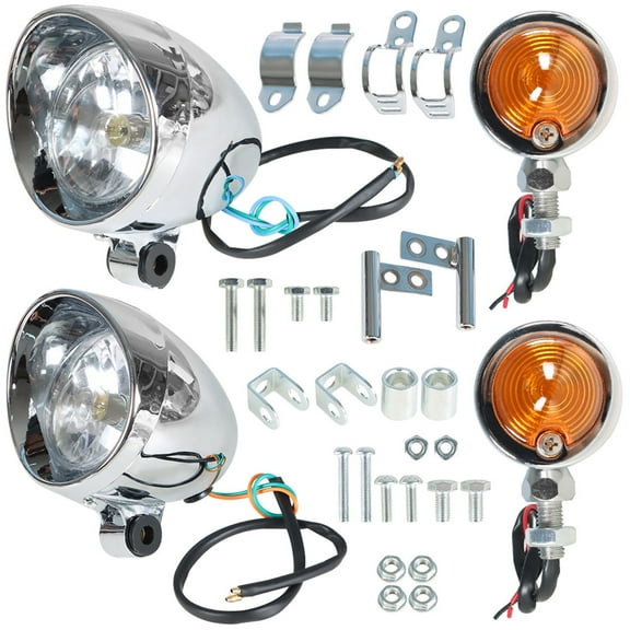 LABLT Motorcycle Chrome Passing Driving Spot Fog Lamp Turn Signal Light for Kawasaki Honda Amber Light Spot Light
