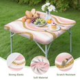 thumbnail image 4 of Pink Marble Gold Wave Pattern Square Fitted Tablecloth with Elastic Edge,Square Table Cover,Washable Elastic Table Cover for Home Kitchen Party Decor 34"x34", 4 of 6