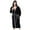Black, variant on Men Patchwork Fashion Long-Sleeved Hooded Belted Comfortable Night Gown Bathrobe