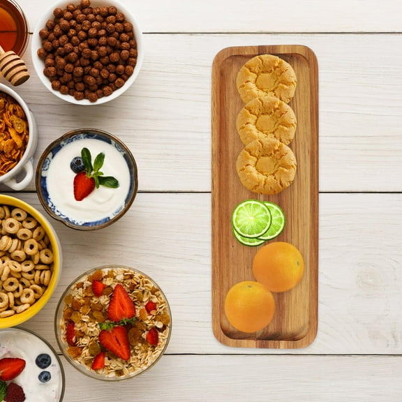 ROSENICE Rectangular Wood Tray 1Pack for Food Tray Light Brown 28X10.5X1.5in