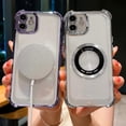thumbnail image 6 of for iPhone 11 Magnetic Transparent Case,Luxury Bling Four Corners Shockproof Military-Grade Protection with Camera Lens Protector MagSafe Clear Plating Cover for Women Men-Silver, 6 of 13