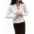 thumbnail image 3 of Women'S Temperament Commuter Lace Crochet Stand Collar Slim Design Shirt Long Sleeve Button Shirt Tops Cream White M, 3 of 9