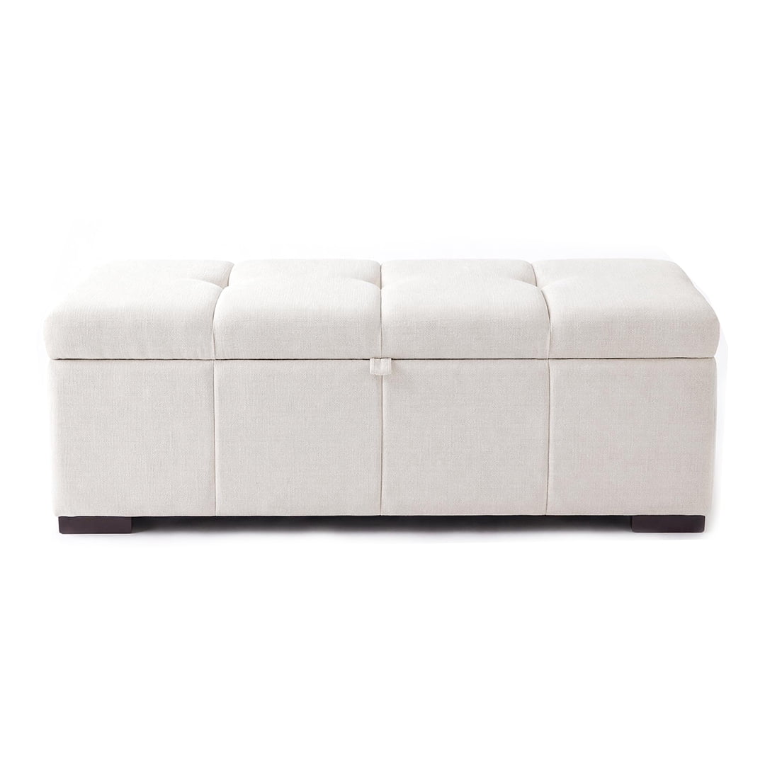 Modern Bed End Bench 47.2 Inch, Upholstered Storage Ottoman for Bedroom and Living Room, Rectangular Storage Bench for Entryway and Office, Beige