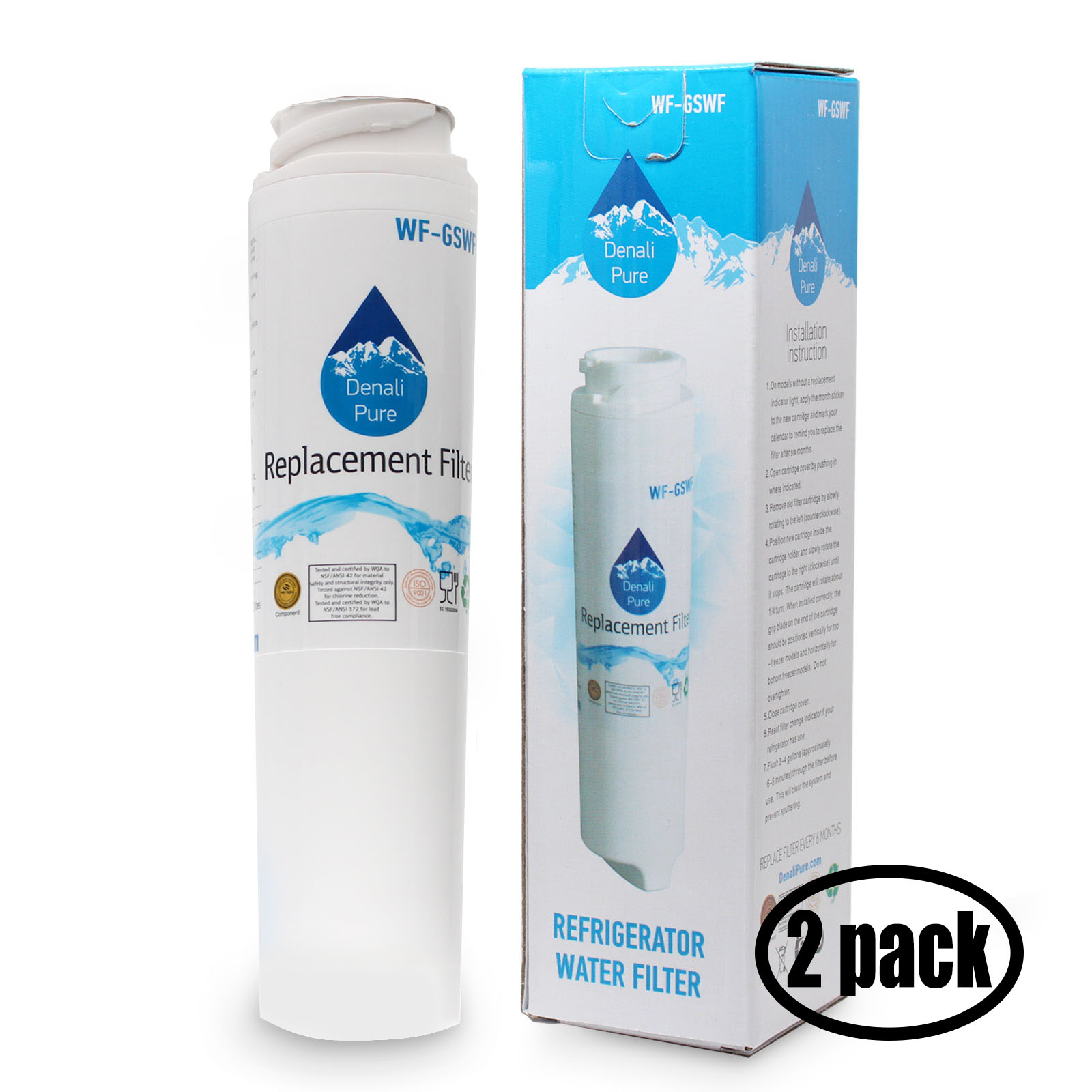 2-Pack Replacement for General Electric 238C2334P001 Refrigerator Water Filter - Compatible with General Electric 238C2334P001 Fridge Water Filter Cartridge - image 1 of 4