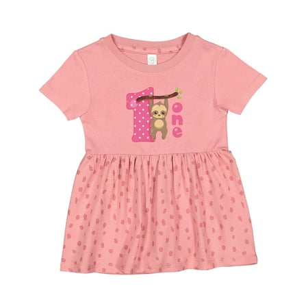 

Inktastic Pink Sloth 1st Birthday Girls Baby Dress