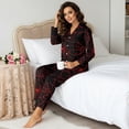 thumbnail image 2 of Yuyamidu Red Cobweb Women's Long Sleeve Sleepwear Button Down 2 Piece Pajama Set Halloween Athletic Clothing Casual Wear Jogger Vacation Tracksuit Size XS, 2 of 9