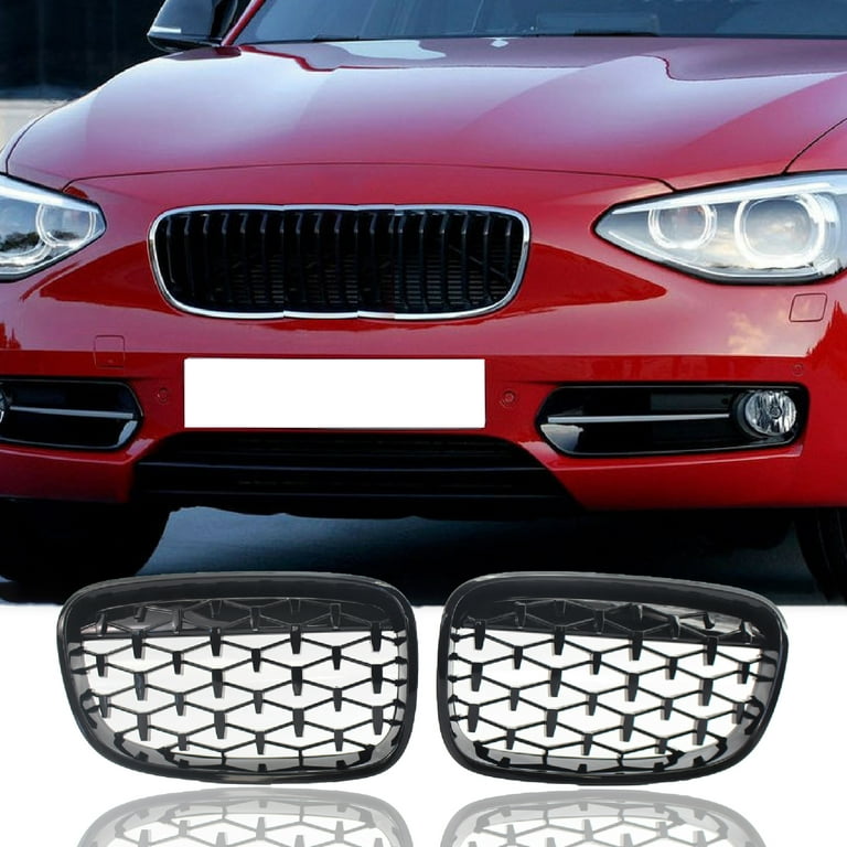 XWQ 2Pcs Front Kidney Grille Professional Heat-resistant Gloss Black Center  Grill Replacement 51137262119 51137262120 5113262117 for BMW 1 Series F20  11-14 