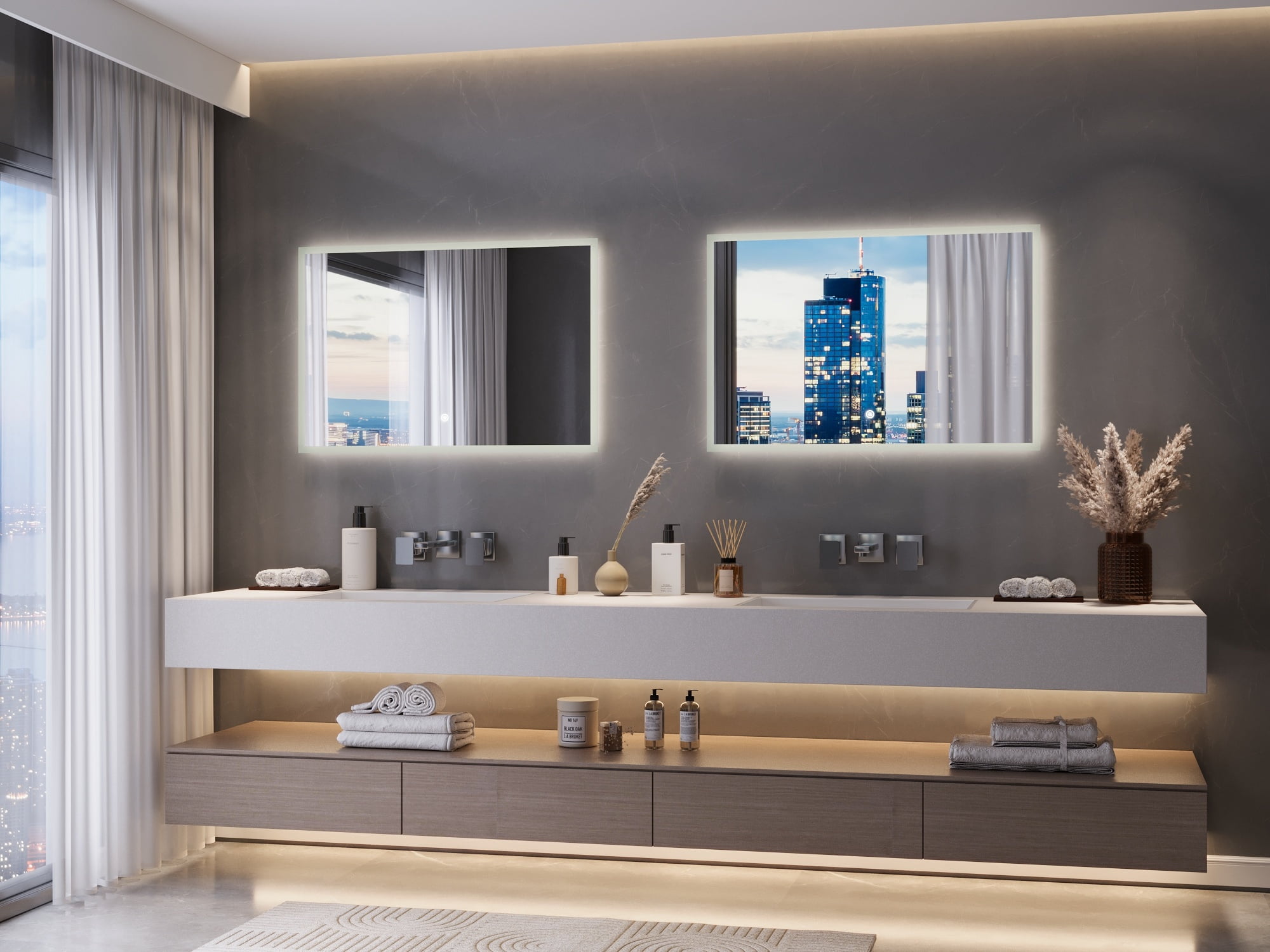 DeerValley 24" x 36" LED Bathroom Mirror ,3 Colors Temperature & Dimmable Light Anti-fog Memory Function Bathroom Vanity Mirror