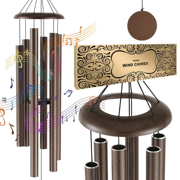 VEVOR Wind Chimes for Outside,50", Deep Tone Wind Chimes with 6 Tubes, Unique Large Memorial Wind Chimes for Anniversary, Amazing Outdoor Decor for Your Patio,Porch, Garden and Backyard,Copper Vein