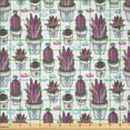 thumbnail image 2 of Ambesonne Cactus Fabric by the Yard Microfiber, Cacti in Pots Cartoon Print, 5 Yards, Pale Fuchsia Sky Blue, 2 of 2