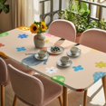 thumbnail image 3 of Spring Easter Table Cloths for 4 Foot Rectangle Tables, Bunny Colorful Eggs Floral Beige Patio Waterproof Elastic Fitted Tablecloths, Washable Rectangular Table Cover for Camping, 3 of 8