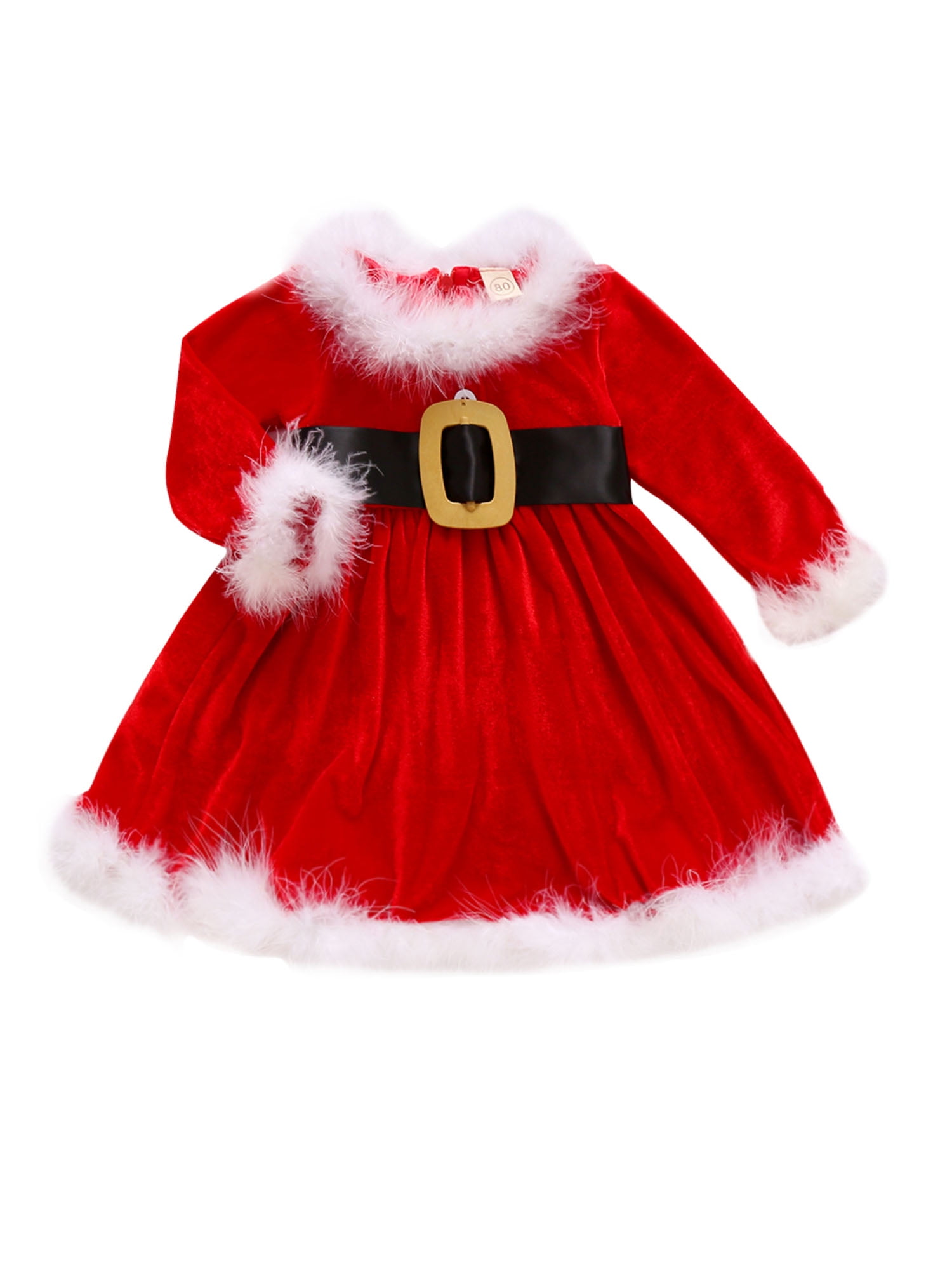 VIKING GLORY Kids Baby Girl Red Velvet Christmas Santa Dress Costume