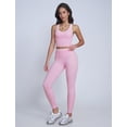 thumbnail image 4 of IBTOM CASTLE Womens Color Block Workout Sets Racerback Tank Top High Waist Leggings Gym Set Yoga Pilates Outfits Pink, 4 of 7