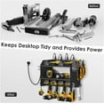 thumbnail image 4 of Set Power Tool Organizer Wall Mount with Charging Station. Garage 4 Drill Storage Shelf with Hooks, Heavy Duty Metal Tool Battery Charger Organizer. Shop Utility Rack with Power Strip .Black, 4 of 9