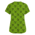 thumbnail image 3 of Womens Scrub Tops with V Neck Short Sleeve Grinch Printed, Lightweight and Breathable Chirstmas Medical Scrubs for Nurses Green 4XL, 3 of 4