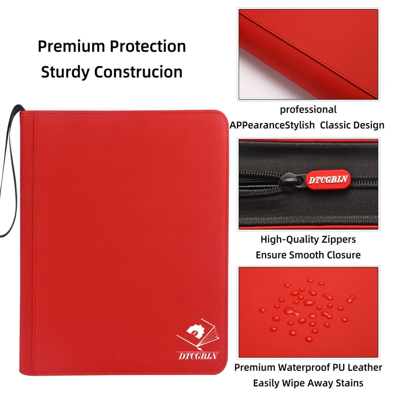 Cenxaki Trading Card Binder, Holds 720 Cards, 12-Pocket, Side Loading,  Zipper, Red - Walmart.com