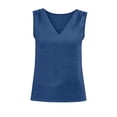 thumbnail image 6 of LNWUY Women Tank Tops Ruched Shoulder Dressy Blouse Business Casual Outfits Sleeveless V Neck Shirt Beach Vacation Clothes Blue M, 6 of 6