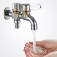 thumbnail image 4 of Mop Faucet,G1/2in Alloy Silver Wall Washing Machine Faucet Double Water Outlet Tap Multi-Functional, 4 of 10