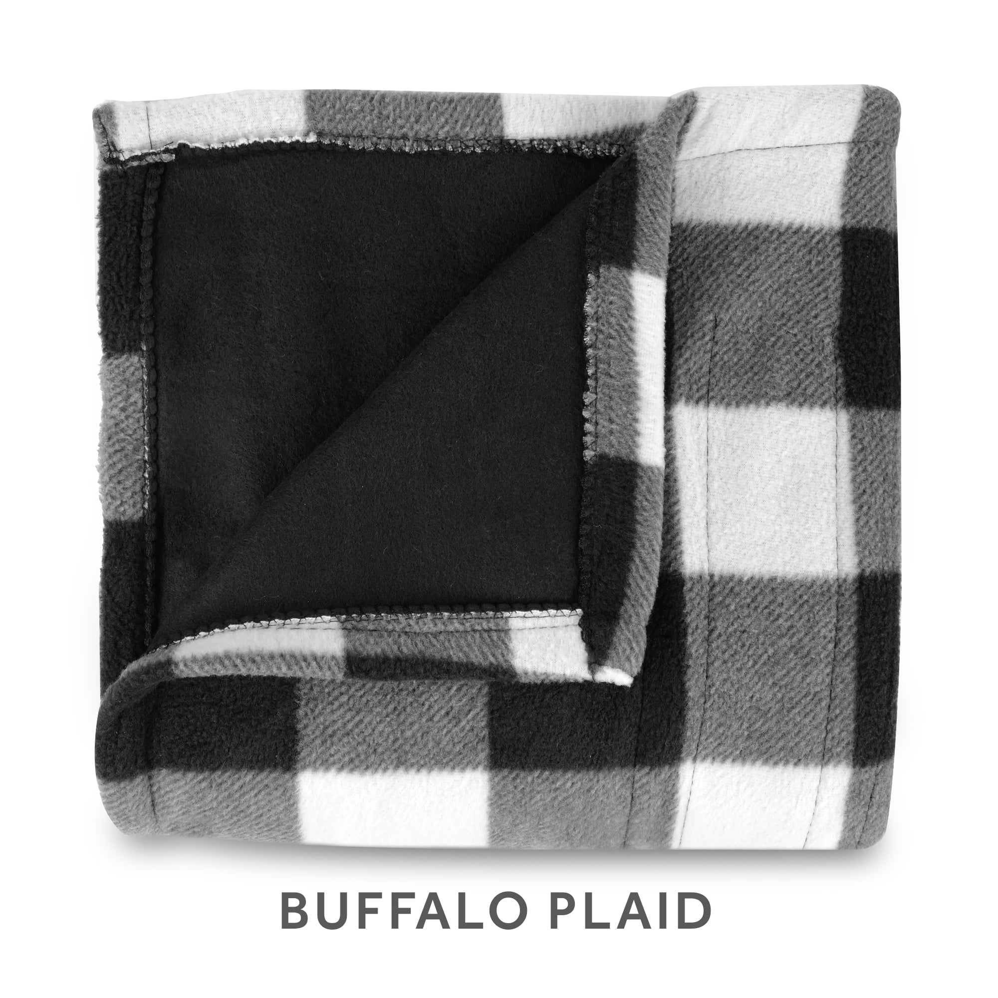 Sunbeam White Black Buffalo Plaid Fleece Electric Heated Throw, 50" x 60", 3 Heat Settings, Fast Heating, Warming Throws with Auto-Shut Off, Machine Washable