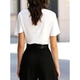 thumbnail image 4 of Women's Short Sleeve Cowl Neck Dressy Shirts Clothes Outfits Tops for Casual Summer White XL, 4 of 7