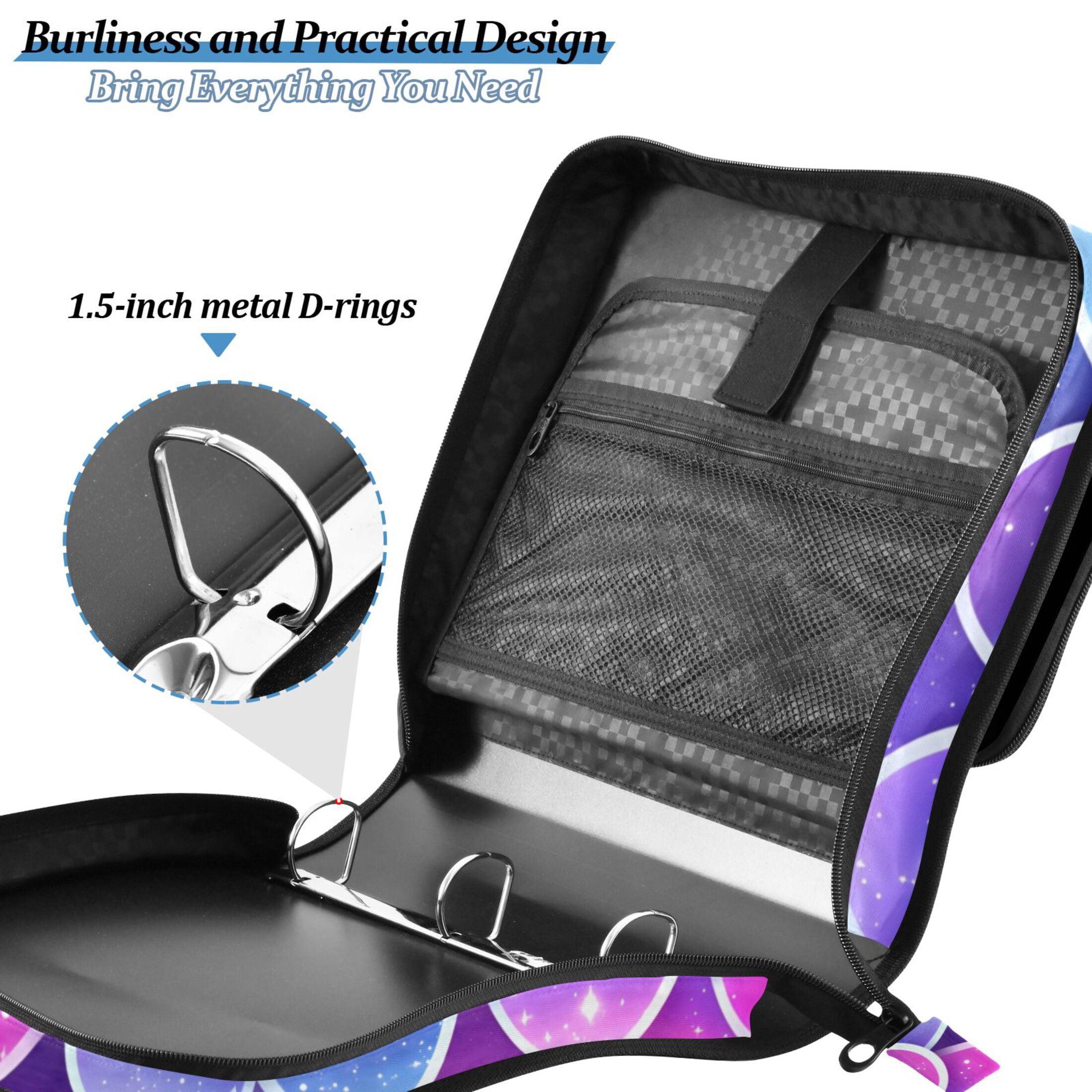 ALAZA Zipper Binder Sparkling Mermaid Scales 3 Ring Trapper Keeper File Folder Organizer Bag