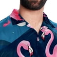 thumbnail image 5 of Flamingo Tropical Rainforest Men's Short Sleeve Hawaiian Poplin Shirt - Casual Printed Button Down Summer Beach Shirt for Men, 5 of 6