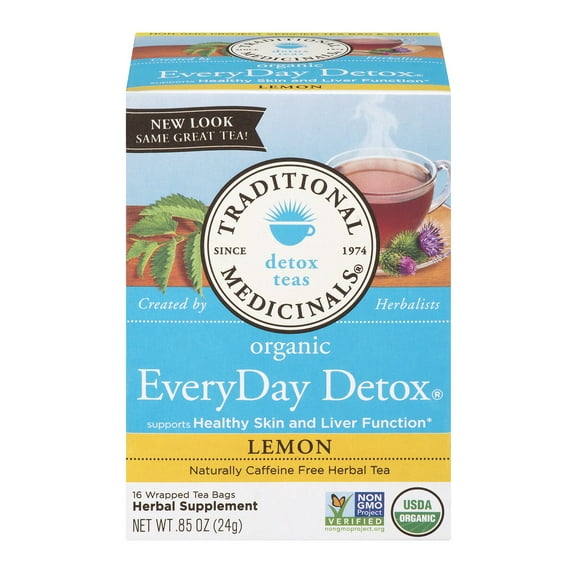 Traditional Medicinals Lemon Everyday Detox Herbal Tea, 16 Tea Bags (Pack of 2)