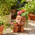 thumbnail image 3 of Hvot&aat Human Face Plant Vase Resin Succulent Planter with Attached Pot Cute Face Flower Pot for Home Desk Office Garden Decor, 3 of 6