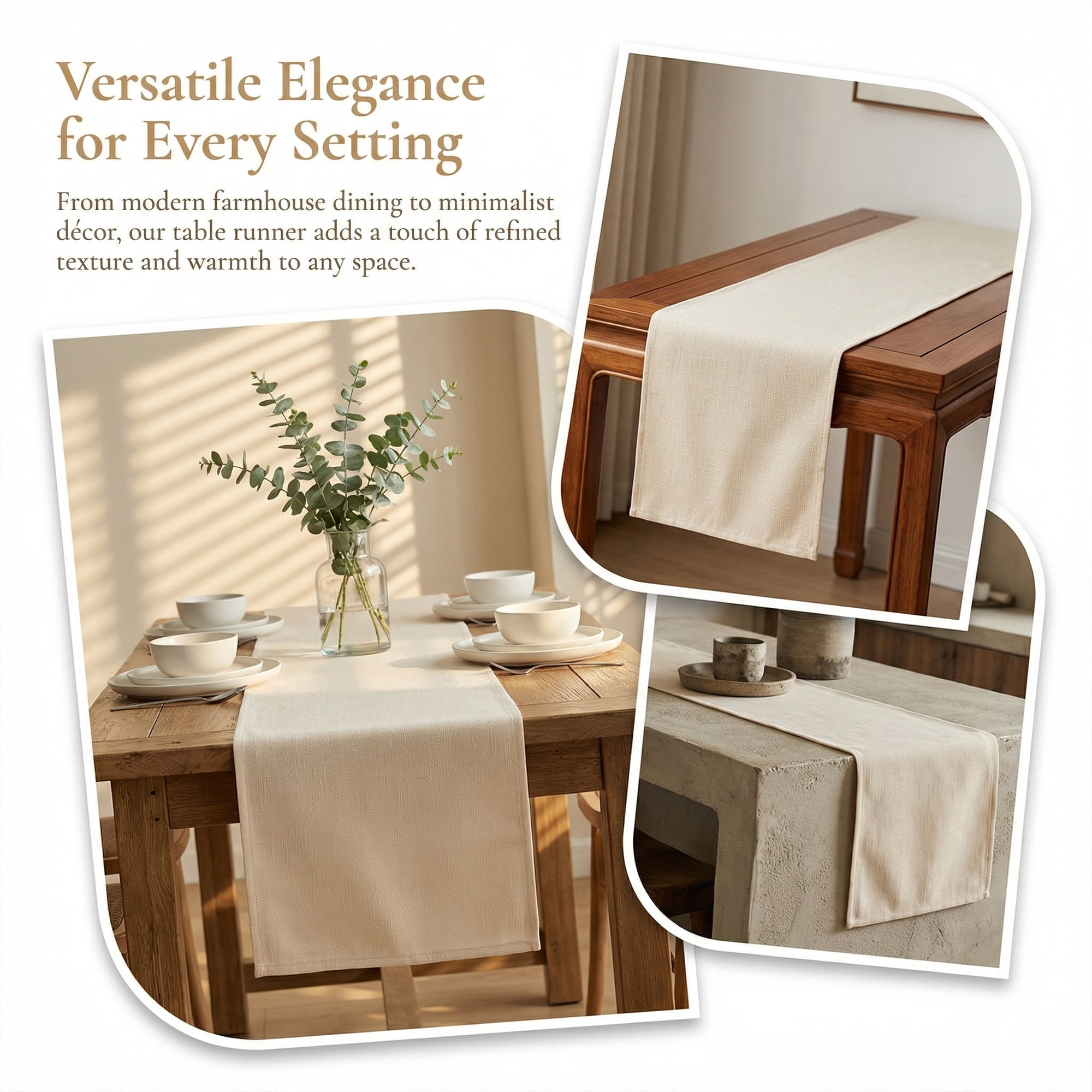 Unique Bargains Washable Polyester Kitchen Runner for Dining Table Beige 13" x 60.2"