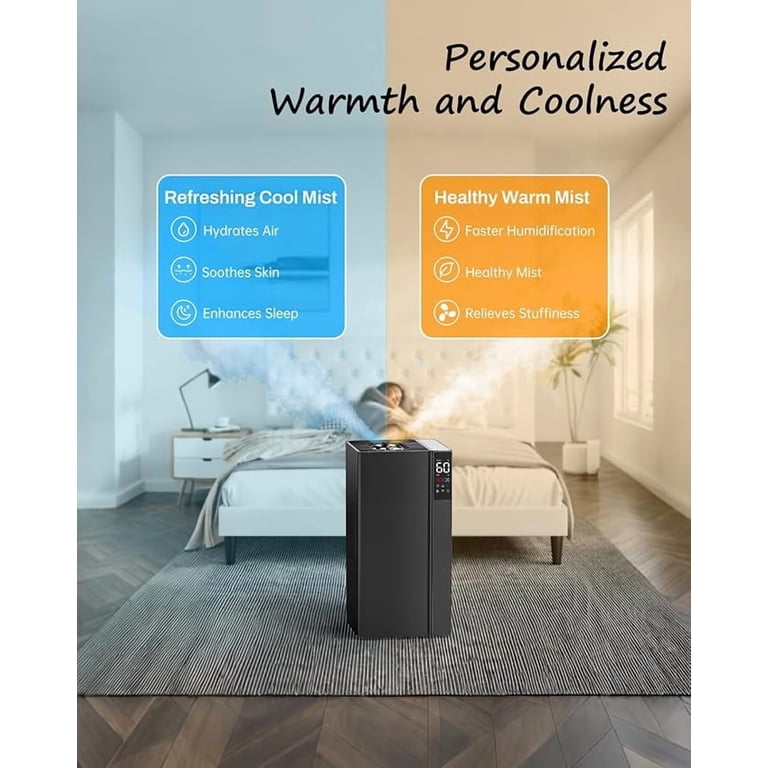 Humidifier Large Room, 5.3Gal/20L Warm And Cool Mist Humidifiers For Home 1500 Sq Ft Double Nozzles Whole House Humidifier White Humidifier Large Room, 5.3Gal/20L Warm And Cool Mist Humidifiers For Home 1500 Sq Ft Double Nozzles Whole House Humidifier White