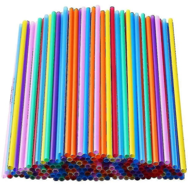 1000pcs 1000 pajitas desechables largas de plástico colorido