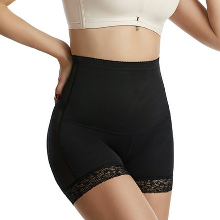 Homgro Women s Shapewear Shorts Seamless Thigh Slimmer Shaper Panties Tummy Control High Waited Underwear Shaping Boyshorts Hip Dip Padded Slip Shorts Lace Plus Size Black Large