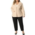 thumbnail image 2 of Agnes Orinda Women's Plus Size Fall Workwear Notched Lapel Button Down Office Blazer 1X Apricot, 2 of 6