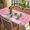 thumbnail image 3 of Pink Snowman Christmas Table Cloths for 5 Foot Rectangle Tables, Xmas Balls Snowflake Patio Waterproof Elastic Fitted Tablecloths, Washable Rectangular Table Cover for Camping, 3 of 8
