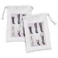 thumbnail image 1 of High Heels Fabric Pouch Set of 2, High Heel Boot Silhouettes Woman Retro Style Illustration, Small Drawstring Bag for Toiletries Masks and Favors, 9" x 6", Pale Mauve Charcoal Grey, by Ambesonne, 1 of 2