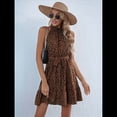 thumbnail image 4 of Vestidos de Verano para Mujer, con Cuello Halter, Sin Mangas, Estilo Bohemio, con Lunares y Volantes, para Playa, 2025 Color Café L, 4 of 8