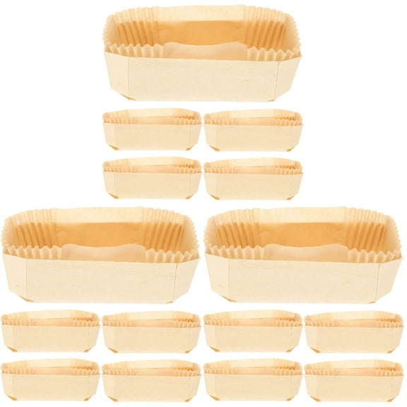 Baking Dishes for Oven 3 Sets Household Mold Wooden Box Paper Tray Bakeware