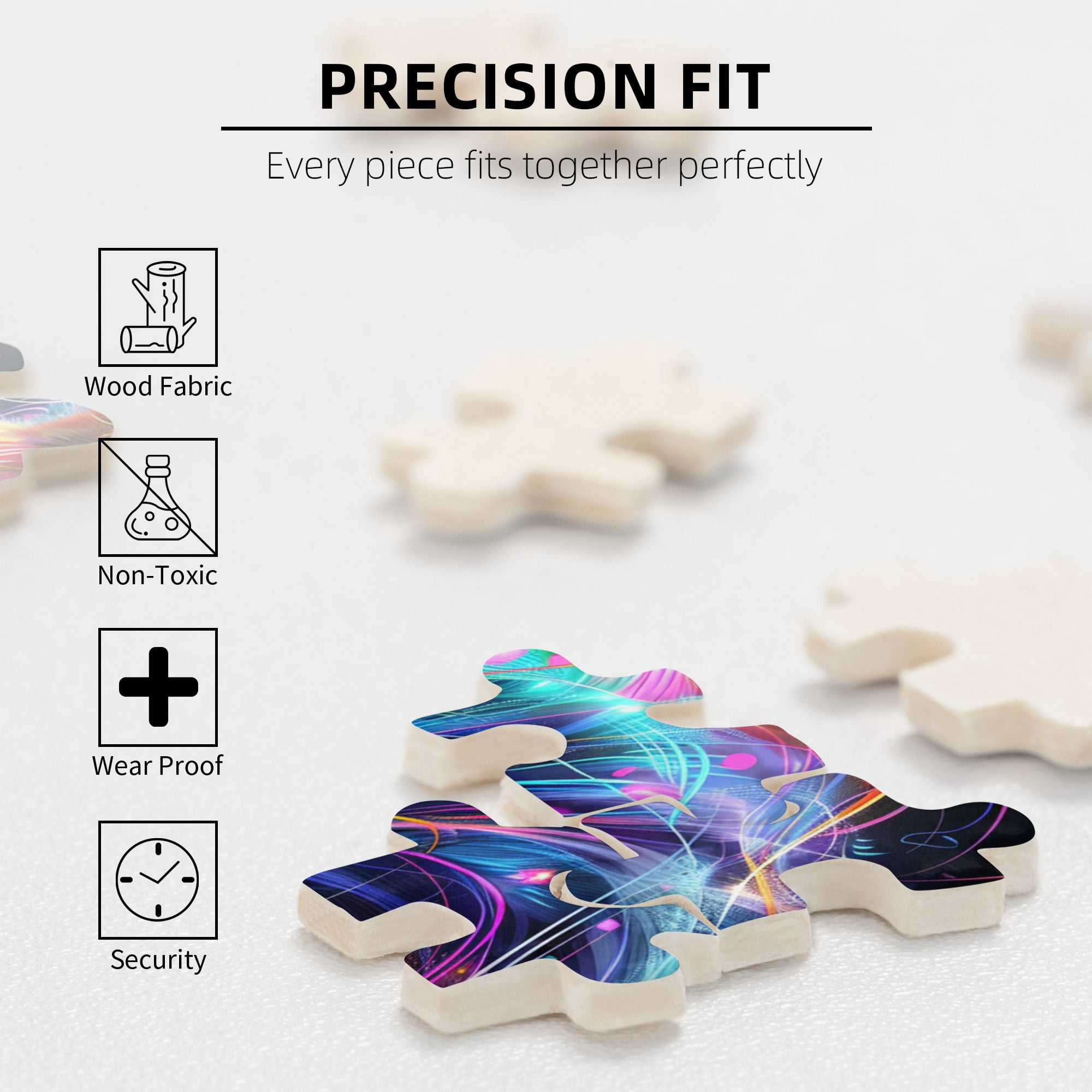 1000 PCS Modern Style Colorful Cat - 1000 Piece Animal Wooden Jigsaw Puzzles,Unique And Beautiful Design,Depicting A Colorful Cat With Vibrant Artistic Illustrations As Its Characteristic Feature