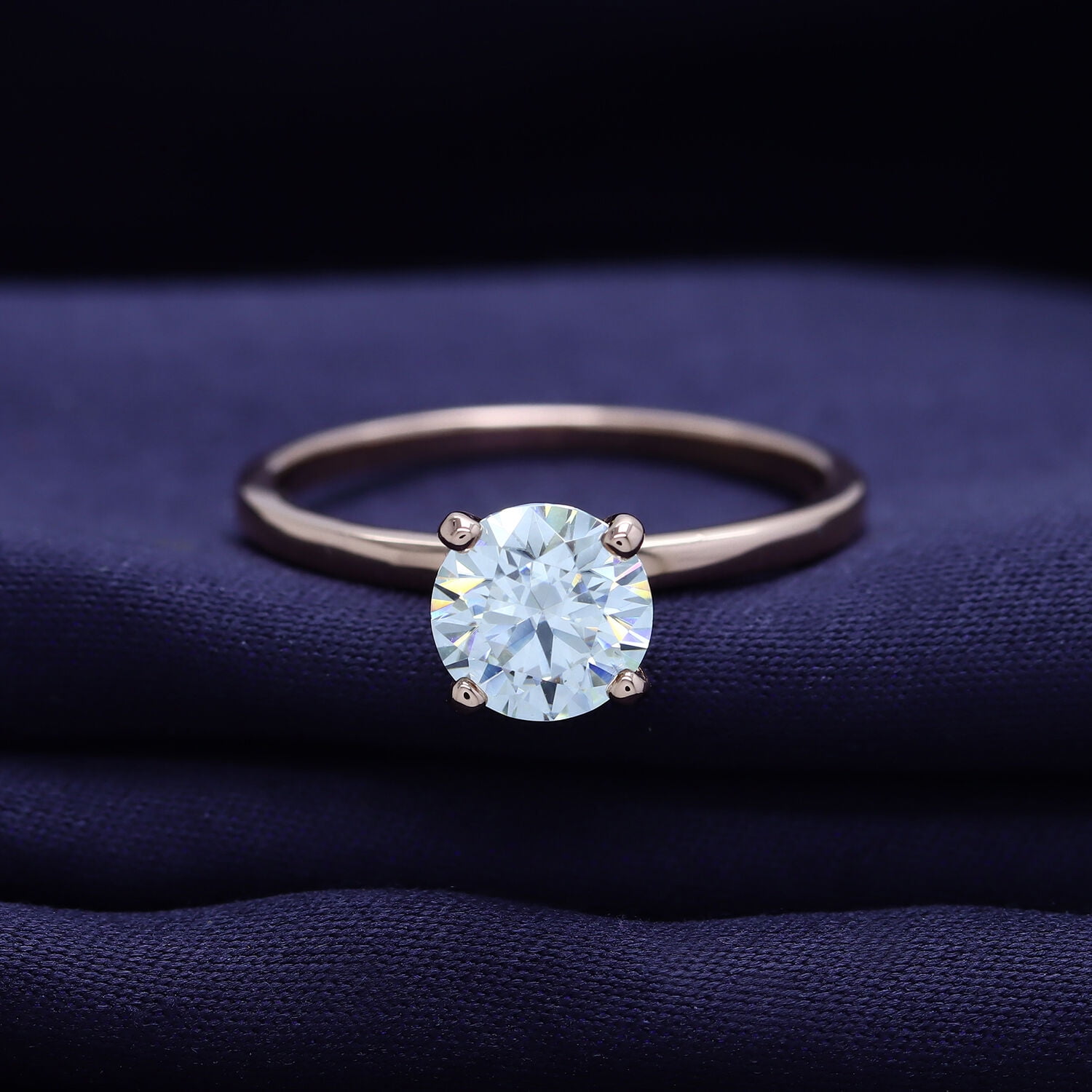 18K Rose Gold Plated Solitaire Ring For Women | 7MM Moissanite Diamond Engagement Ring | Moissanite Promise Rings Jewelry Gifts For Her (1.15ctw) Ring Size-8
