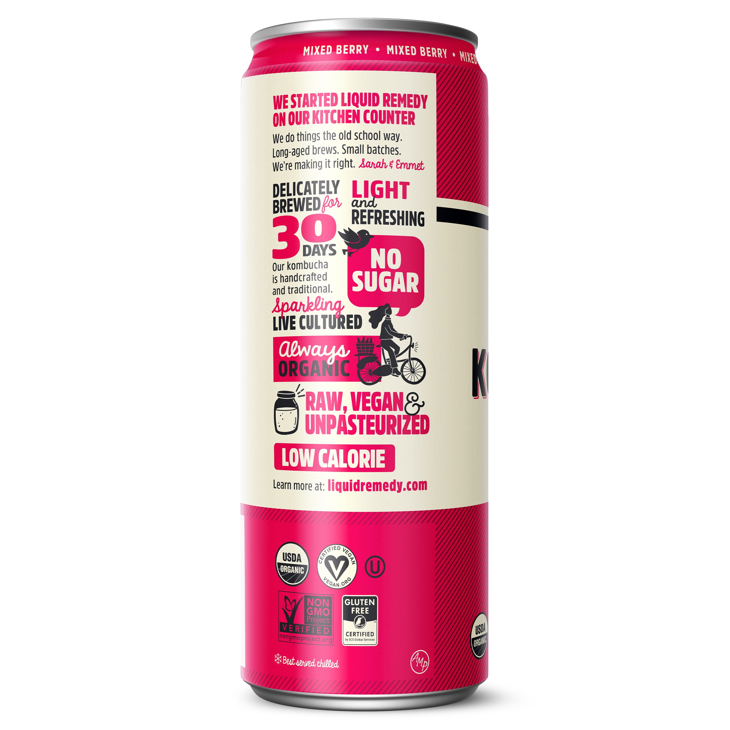 Liquid Remedy Kombucha Mixed Berry Low Calorie Sugar Free, 12 Pk, 12 oz Cans