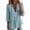 Blue, variant on SBYOJLPB Women's Solid Color Tops 3/4 Sleeve Cotton-linen V-neck Pullover Top
