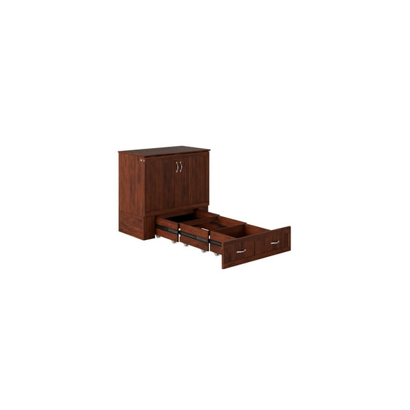 Murphy Bed Chest Twin XL -Space Saving Bed with Storage, Mattress & USB Charger - Walnut Finish