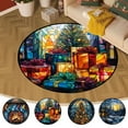 thumbnail image 1 of Sentmoon Tapis de Zone Thème de Noël Tapis de Salon Tapis de Chambre de Vacances Tapis Rond Europe et États-Unis Tapis de Table Basse Tapis de Sol 23.62 Po/60cm, 1 of 8