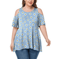 thumbnail image 5 of JuneFish Women's Plus Size Cold Shoulder Tunic Top Summer Short Sleeve Blouse, 5 of 7