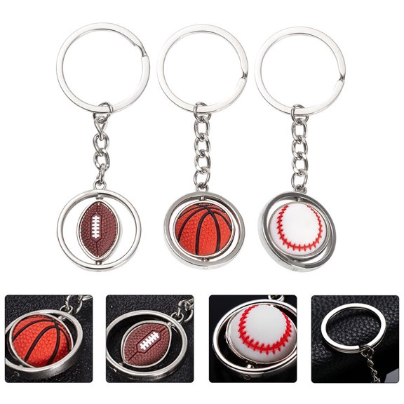 Raindrops 3Pcs Sports Balls Key Decor Key Rings Pendants for Men and Women