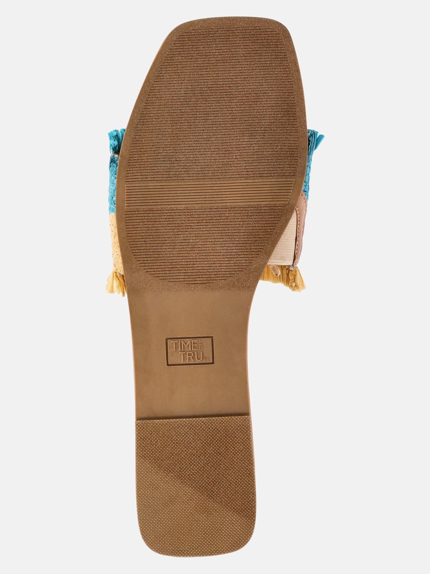 Time and Tru Women's Raffia Shell Slide Sandals